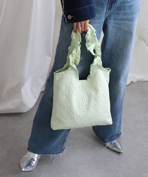 T・S・L（ティーエスエル）の「【T・S・L】ギャザーハンドルミニトートバッグ 1241-426-1（トートバッグ・レディース・ブラック/アイボリー/ライトグリーン・FREE）」の11枚目の写真