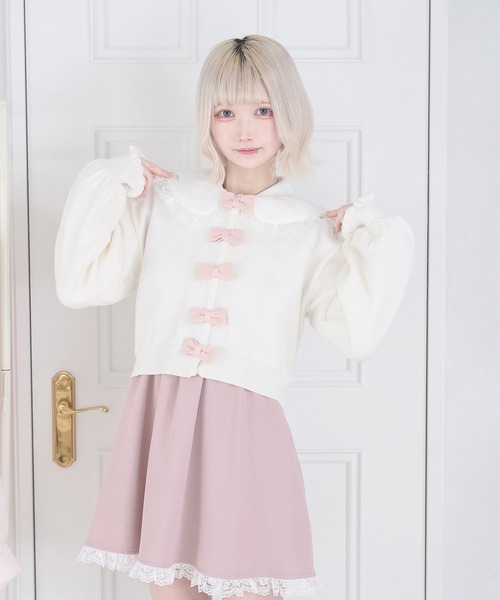 Pal elfy(パルエルフィー)の「リボンボタンカーディガン(カーディガン/ボレロ・レディース・ホワイト系その他/ブラック/オフホワイト・フリー)」の12枚目の写真