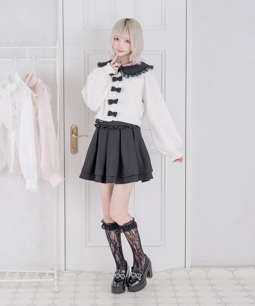 Pal elfy(パルエルフィー)の「リボンボタンカーディガン(カーディガン/ボレロ・レディース・ホワイト系その他/ブラック/オフホワイト・フリー)」の10枚目の写真
