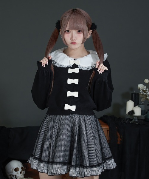 Pal elfy(パルエルフィー)の「リボンボタンカーディガン(カーディガン/ボレロ・レディース・ホワイト系その他/ブラック/オフホワイト・フリー)」の21枚目の写真