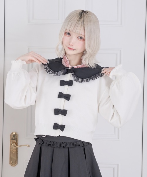 Pal elfy(パルエルフィー)の「リボンボタンカーディガン(カーディガン/ボレロ・レディース・ホワイト系その他/ブラック/オフホワイト・フリー)」の20枚目の写真