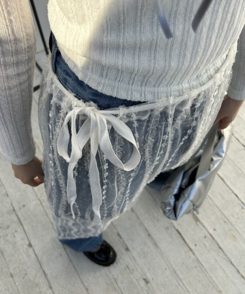 ipugo(イプゴ)の「ipugo/イプゴ レイヤードレース ラップスカート(スカート・レディース・ブラック/アイボリー・FREE)」の9枚目の写真