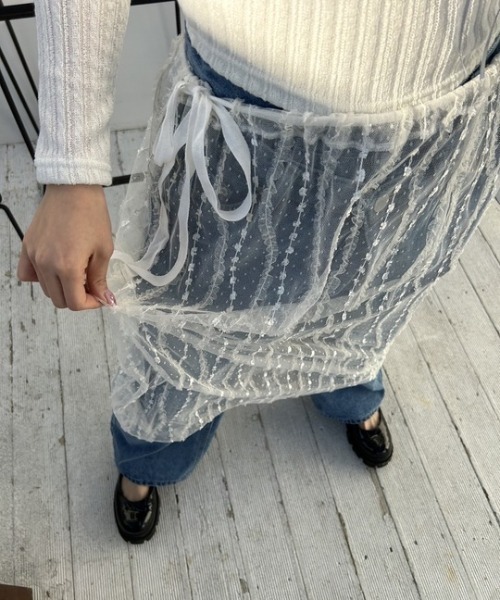 ipugo(イプゴ)の「ipugo/イプゴ レイヤードレース ラップスカート(スカート・レディース・ブラック/アイボリー・FREE)」の10枚目の写真