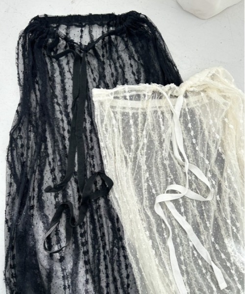 ipugo(イプゴ)の「ipugo/イプゴ レイヤードレース ラップスカート(スカート・レディース・ブラック/アイボリー・FREE)」の4枚目の写真