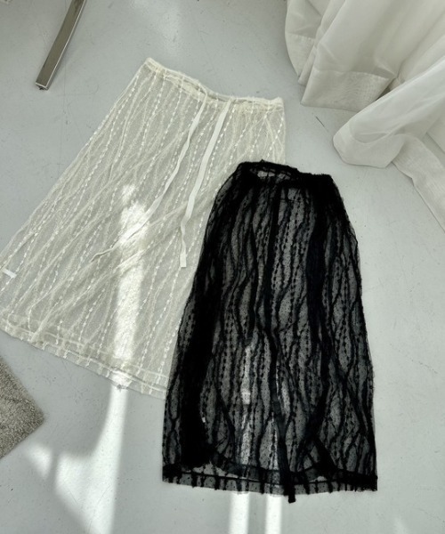 ipugo(イプゴ)の「ipugo/イプゴ レイヤードレース ラップスカート(スカート・レディース・ブラック/アイボリー・FREE)」の7枚目の写真