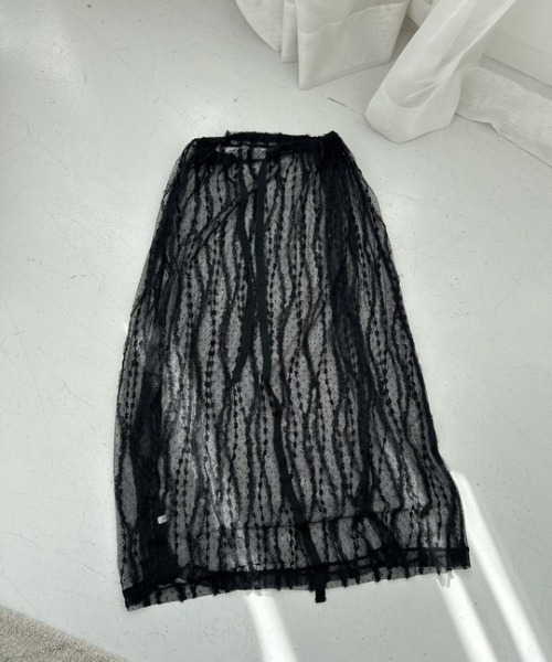 ipugo(イプゴ)の「ipugo/イプゴ レイヤードレース ラップスカート(スカート・レディース・ブラック/アイボリー・FREE)」の6枚目の写真