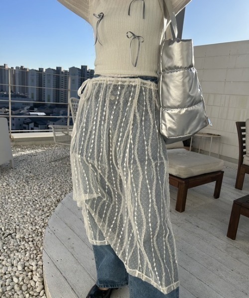 ipugo(イプゴ)の「ipugo/イプゴ レイヤードレース ラップスカート(スカート・レディース・ブラック/アイボリー・FREE)」の12枚目の写真