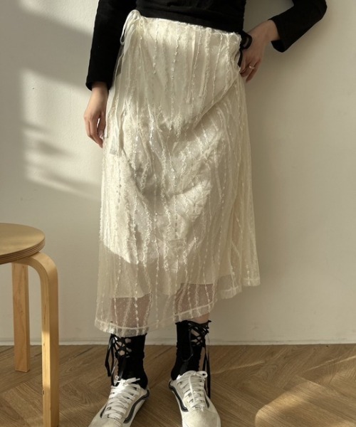 ipugo(イプゴ)の「ipugo/イプゴ レイヤードレース ラップスカート(スカート・レディース・ブラック/アイボリー・FREE)」の17枚目の写真