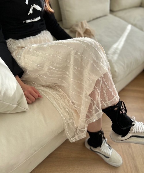 ipugo(イプゴ)の「ipugo/イプゴ レイヤードレース ラップスカート(スカート・レディース・ブラック/アイボリー・FREE)」の15枚目の写真
