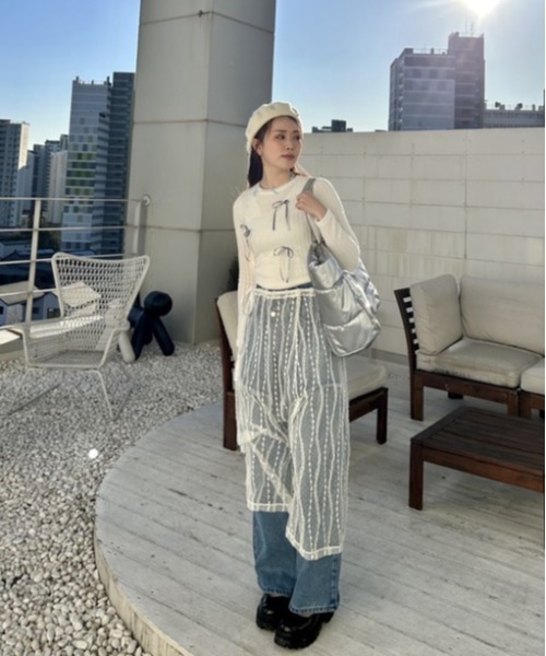 ipugo(イプゴ)の「ipugo/イプゴ レイヤードレース ラップスカート(スカート・レディース・ブラック/アイボリー・FREE)」の19枚目の写真