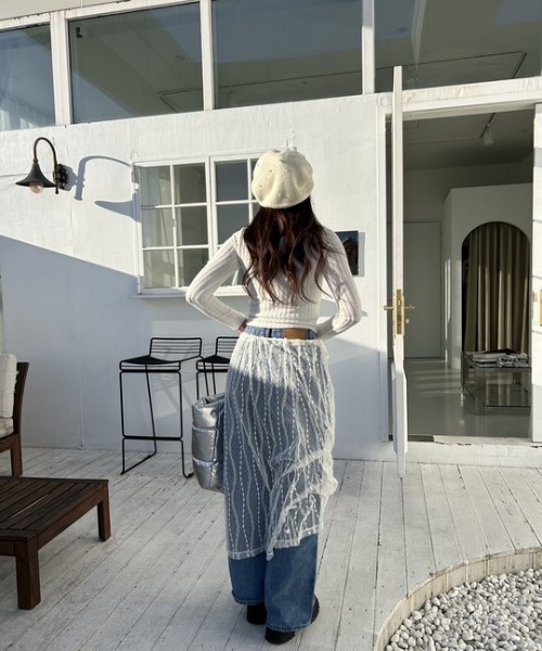 ipugo(イプゴ)の「ipugo/イプゴ レイヤードレース ラップスカート(スカート・レディース・ブラック/アイボリー・FREE)」の20枚目の写真