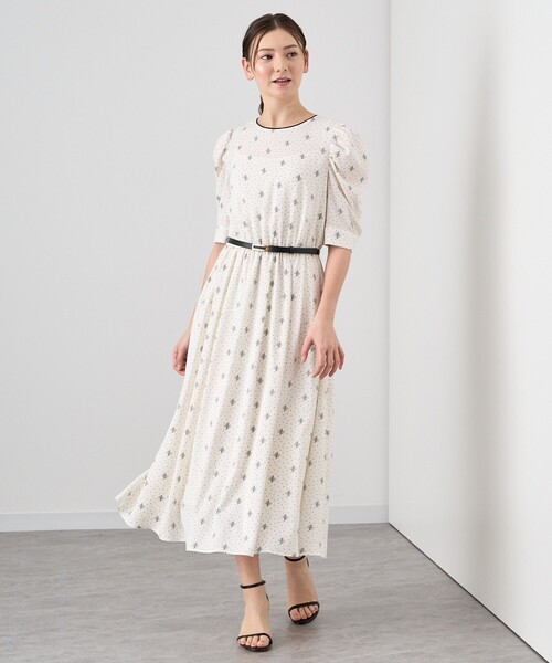 【美品】ANAYI (アナイ)アイボリー/ドット柄ワンピース M 日本製 ANAYI（アナイ）の「アナグラムミックスドットクルー ワンピース