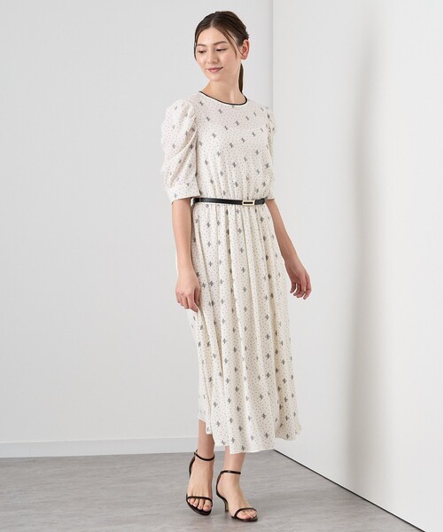 【美品】ANAYI アナグラムミックスドットクルー ワンピース 38 美品】ANAYI アナグラムミックスドットクルー ワンピース 38