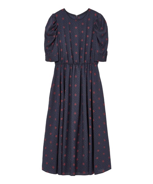 値下げ！アナイANAYI アナグラムミックスドットクルーワンピース38