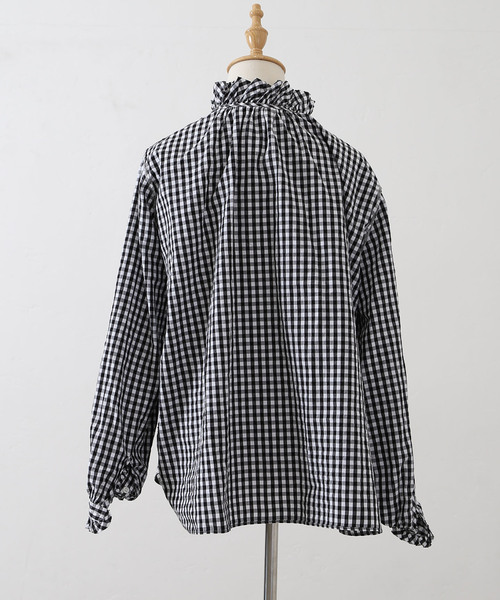 journal standard luxe ギンガム フリルブラウス　ブラック 楽天市場】ギンガム フリルブラウス journal standard luxe