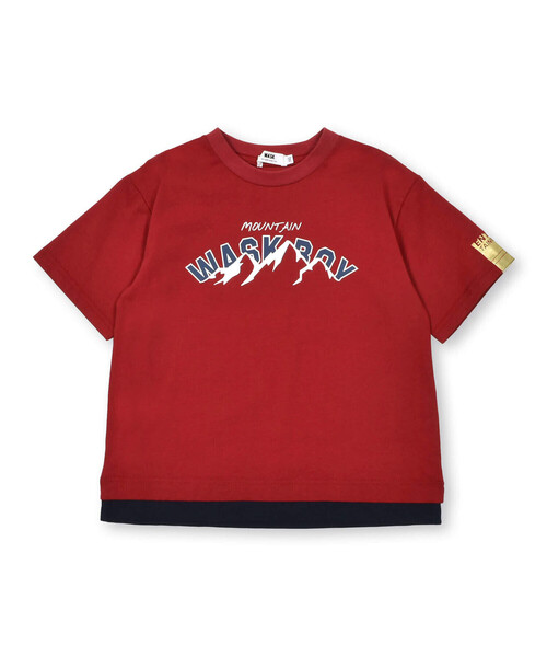 WASK（ワスク）の「【抗菌防臭】裾レイヤード風マウンテンロゴ天竺Tシャツ(100~160cm)（Tシャツ/カットソー・キッズ・ボルドー/ブルー・150cm/120cm/160cm/130cm/140cm/110cm/100cm）」の21枚目の写真