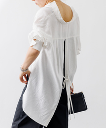 Rouge vif | 【一部店舗限定】麻混バックスリットリボンシャツ(シャツ/ブラウス)