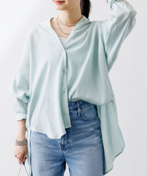 Rouge vif | 【一部店舗限定】麻混バックスリットリボンシャツ(シャツ/ブラウス)