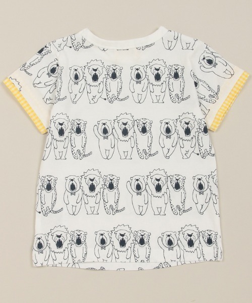 Love&Peace&Money（ラブアンドピースアンドマネー）の「三匹アニマル総柄半袖Tシャツ（Tシャツ/カットソー・キッズ・レッド/オフホワイト・80ｃｍ/90cm/100cm/110cm/120cm/130cm）」の4枚目の写真