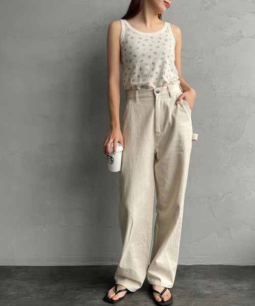 WEB限定】[JEMORGAN/ジェーイーモーガン] TCワッフル 花柄タンクトップ