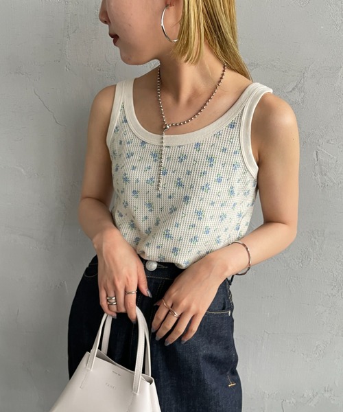 WEB限定】[JEMORGAN/ジェーイーモーガン] TCワッフル 花柄タンクトップ