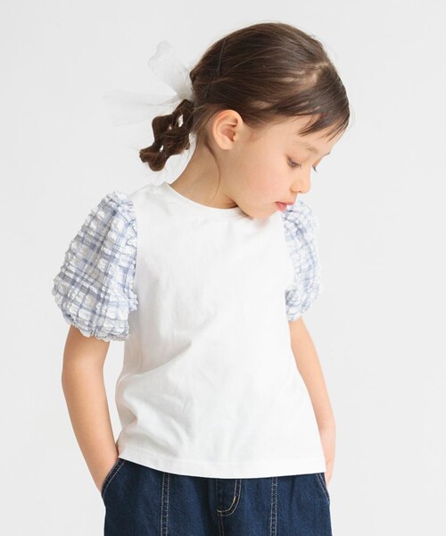 BRANSHES（ブランシェス）の「ポコポコチェックバルーン半袖Tシャツ（Tシャツ/カットソー・キッズ・杢グレー/オフホワイト/ブラック・110/150/130/120/140/100/90/80）」の14枚目の写真