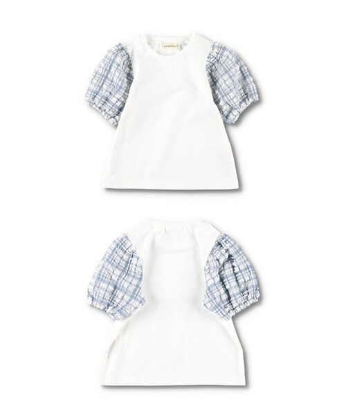 BRANSHES（ブランシェス）の「ポコポコチェックバルーン半袖Tシャツ（Tシャツ/カットソー・キッズ・杢グレー/オフホワイト/ブラック・110/150/130/120/140/100/90/80）」の18枚目の写真