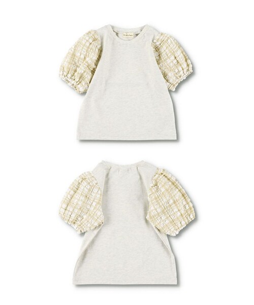 BRANSHES（ブランシェス）の「ポコポコチェックバルーン半袖Tシャツ（Tシャツ/カットソー・キッズ・杢グレー/オフホワイト/ブラック・110/150/130/120/140/100/90/80）」の22枚目の写真