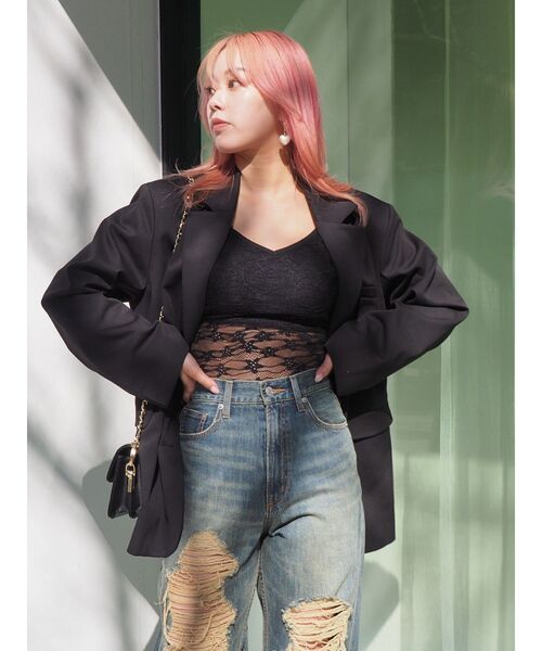 EVRIS（エヴリス）の「シアーレースキャミソール（キャミソール・レディース・ブラック/グリーン/ホワイト・FREE）」の8枚目の写真