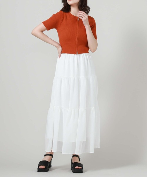 archives（アルシーヴ）の「ラメ楊柳ティアードスカート（スカート・レディース・ブルー/オフホワイト/ブラック/グリーン・MEDIUM）」の11枚目の写真