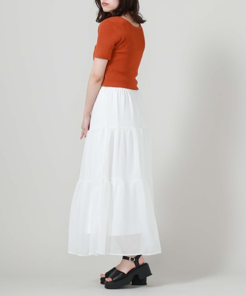 archives（アルシーヴ）の「ラメ楊柳ティアードスカート（スカート・レディース・ブルー/オフホワイト/ブラック/グリーン・MEDIUM）」の12枚目の写真