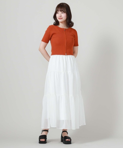 archives（アルシーヴ）の「ラメ楊柳ティアードスカート（スカート・レディース・ブルー/オフホワイト/ブラック/グリーン・MEDIUM）」の13枚目の写真