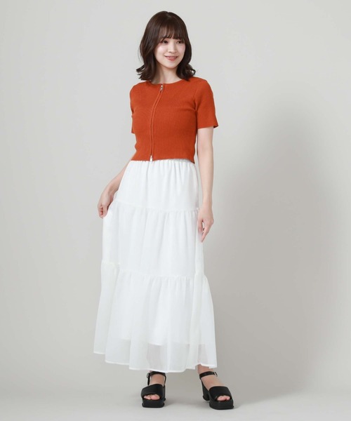 archives（アルシーヴ）の「ラメ楊柳ティアードスカート（スカート・レディース・ブルー/オフホワイト/ブラック/グリーン・MEDIUM）」の14枚目の写真