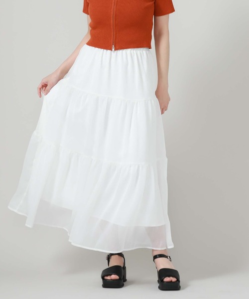 archives（アルシーヴ）の「ラメ楊柳ティアードスカート（スカート・レディース・ブルー/オフホワイト/ブラック/グリーン・MEDIUM）」の5枚目の写真