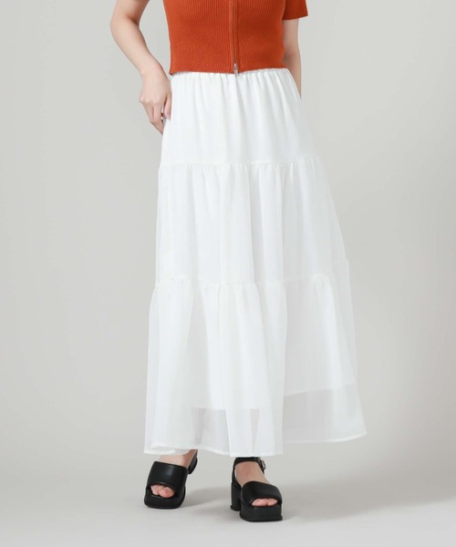 archives（アルシーヴ）の「ラメ楊柳ティアードスカート（スカート・レディース・ブルー/オフホワイト/ブラック/グリーン・MEDIUM）」の6枚目の写真