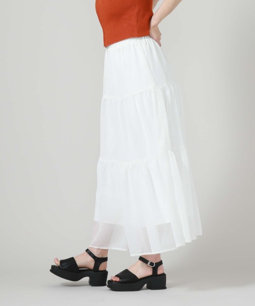 archives（アルシーヴ）の「ラメ楊柳ティアードスカート（スカート・レディース・ブルー/オフホワイト/ブラック/グリーン・MEDIUM）」の8枚目の写真