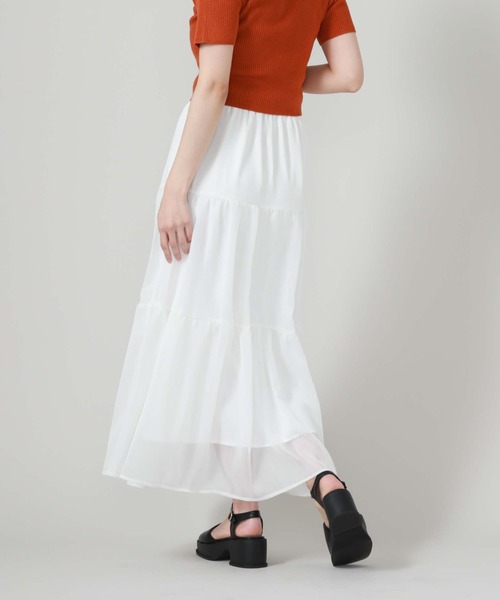 archives（アルシーヴ）の「ラメ楊柳ティアードスカート（スカート・レディース・ブルー/オフホワイト/ブラック/グリーン・MEDIUM）」の9枚目の写真