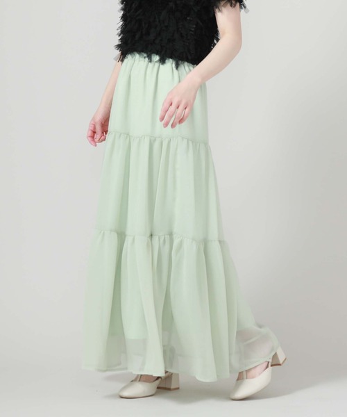 archives（アルシーヴ）の「ラメ楊柳ティアードスカート（スカート・レディース・ブルー/オフホワイト/ブラック/グリーン・MEDIUM）」の17枚目の写真