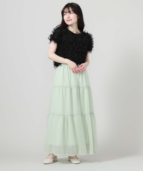 archives（アルシーヴ）の「ラメ楊柳ティアードスカート（スカート・レディース・ブルー/オフホワイト/ブラック/グリーン・MEDIUM）」の20枚目の写真