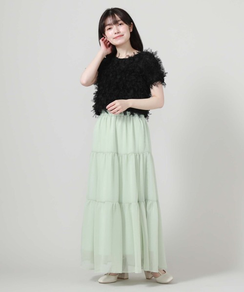 archives（アルシーヴ）の「ラメ楊柳ティアードスカート（スカート・レディース・ブルー/オフホワイト/ブラック/グリーン・MEDIUM）」の22枚目の写真