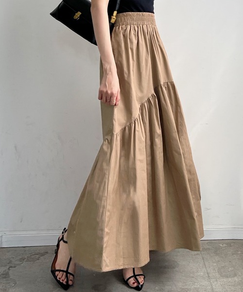 Futier land（フューティアランド）の「ギャザーデザインロングスカート（スカート・レディース・ホワイト/ブラック/モカ・FREE）」の3枚目の写真