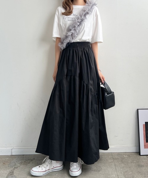 Futier land（フューティアランド）の「ギャザーデザインロングスカート（スカート・レディース・ホワイト/ブラック/モカ・FREE）」の17枚目の写真