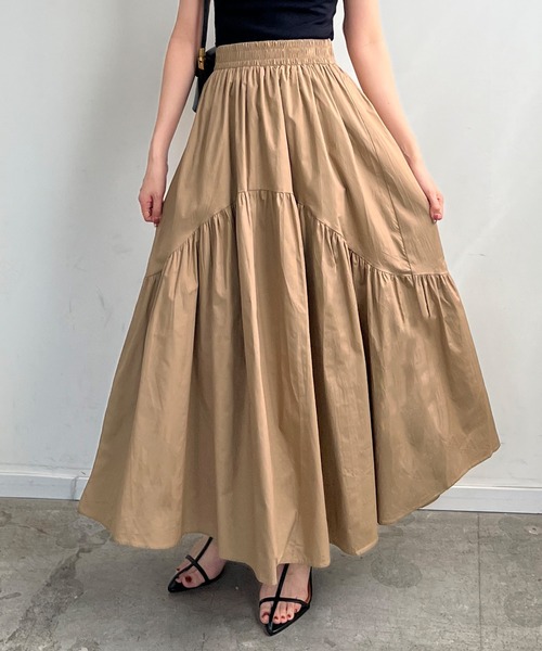 Futier land（フューティアランド）の「ギャザーデザインロングスカート（スカート・レディース・ホワイト/ブラック/モカ・FREE）」の13枚目の写真