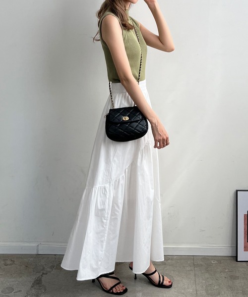 Futier land（フューティアランド）の「ギャザーデザインロングスカート（スカート・レディース・ホワイト/ブラック/モカ・FREE）」の9枚目の写真