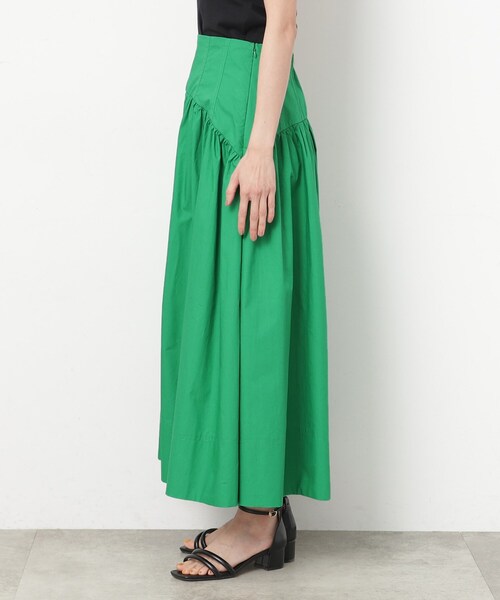 OPAQUE.CLIP（オペークドットクリップ）の「◆《美人百花掲載》カーブ切替ギャザーフレアスカート【洗濯機洗い可】（スカート・レディース・グリーン/ブラック・40/38/36）」の12枚目の写真
