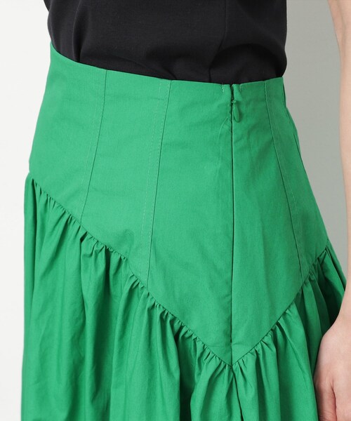 OPAQUE.CLIP（オペークドットクリップ）の「◆《美人百花掲載》カーブ切替ギャザーフレアスカート【洗濯機洗い可】（スカート・レディース・グリーン/ブラック・40/38/36）」の15枚目の写真