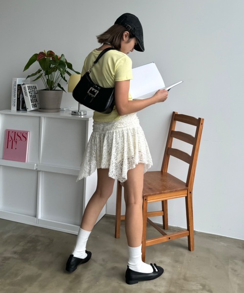 SHAGGIE（シャギー）の「レースギャザーミニスカート（スカート