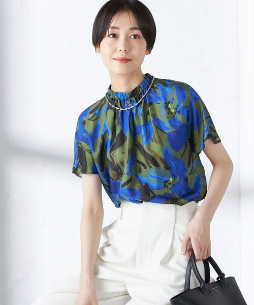 SHIPS(シップス)の「〈手洗い可能〉ビルドネック プリント 半袖 ブラウス(シャツ/ブラウス・レディース・ブルー・ONE SIZE)」の16枚目の写真