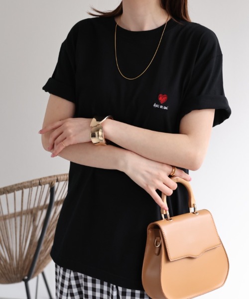 半袖Tシャツ　バッグ&ロゴTシャツ　ブラック　ボリーヌブロー　セブンフェアリー ⑥予約 【8月中お届け】seven fairyセレクト 17037 BAG＆ロゴ