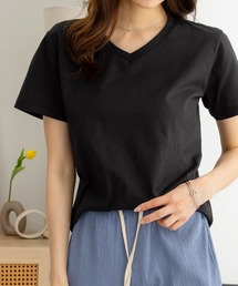 綿100%VネックTシャツ
